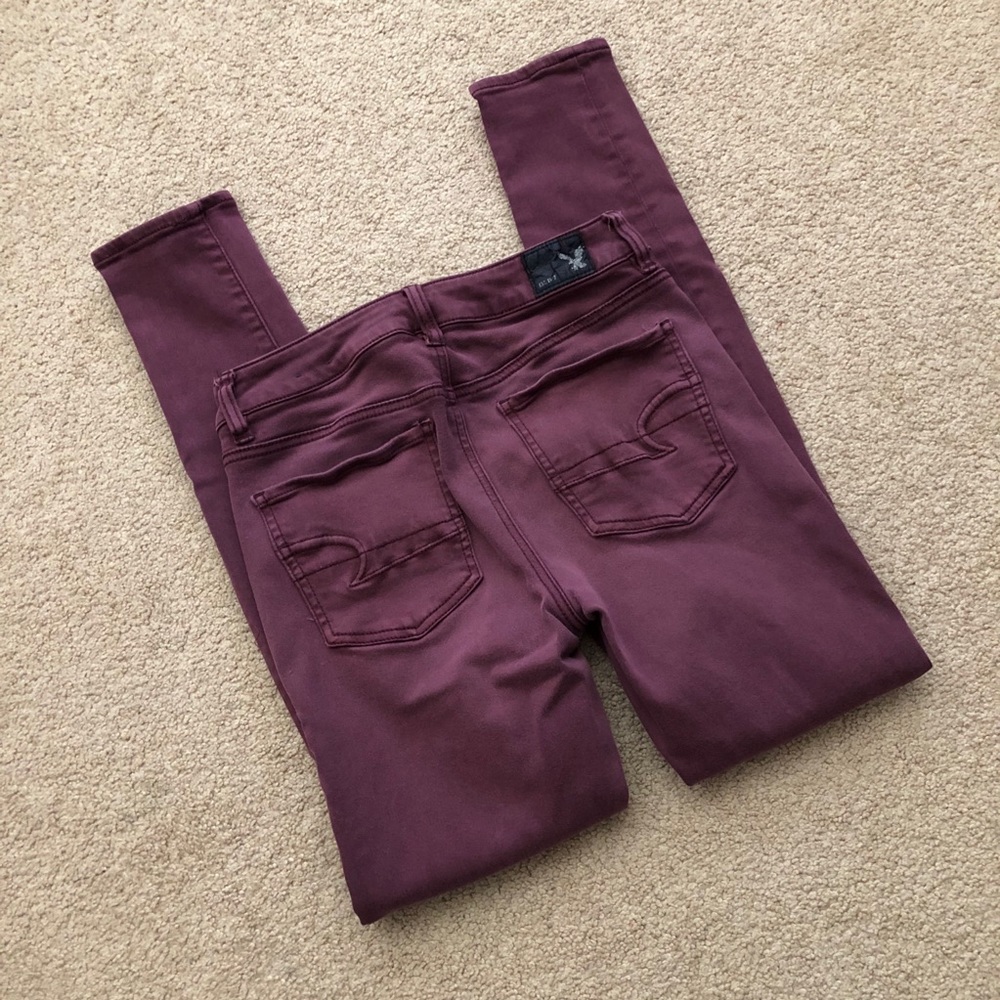 American Eagle High Rise Maroon Jeggings